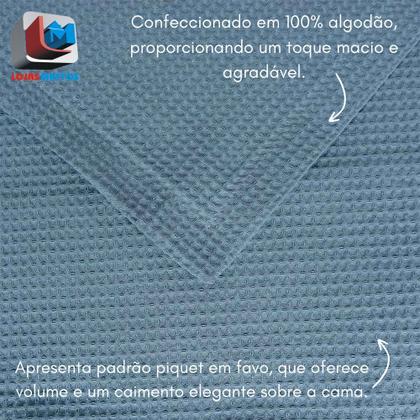 Imagem de Colcha Super Queen Dohler Piquet Favo 100% Algodão Lisa Kit 3pçs Macio