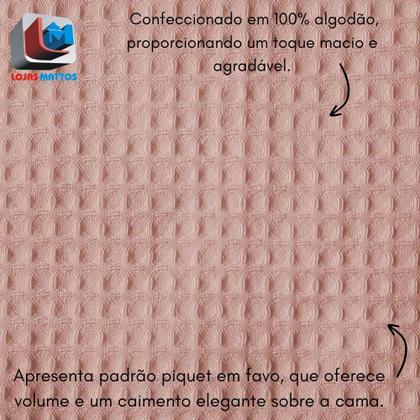 Imagem de Colcha Super Queen Dohler Piquet Favo 100% Algodão Lisa Kit 3pçs Macio