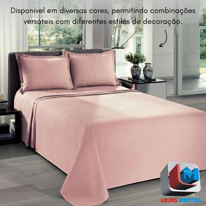 Imagem de Colcha Super Queen Dohler Piquet Favo 100% Algodão Lisa Kit 3pçs Macio