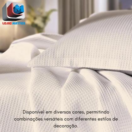 Imagem de Colcha Super Queen Dohler Piquet Favo 100% Algodão Lisa Kit 3pçs Macio