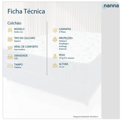 Imagem de Colchão Casal Andes Espuma D20 138x188x14cm