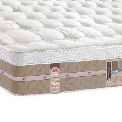 Imagem de Colchão Casal Castor Silver Star Mola Pocket Air One Face + Box Baú Queen Sintético Branco 158x198