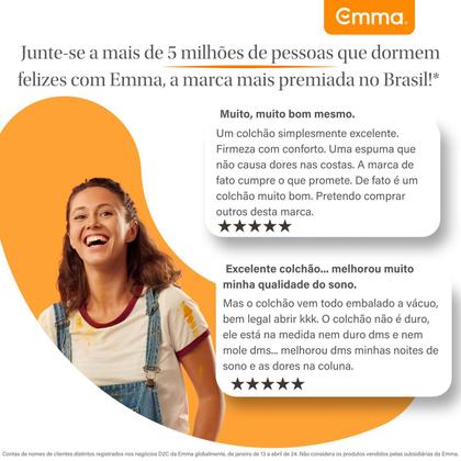 Imagem de Colchão Casal de espuma D28 Emma Basics 17cm - Ortopédico e Hipoalergênico com 5 anos de garantia
