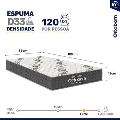 Imagem de Colchão Casal de Espuma D33 Airtech 100 One Face (138x188x18) Ortobom