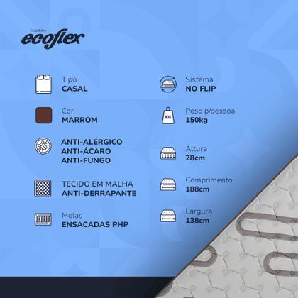Colchão Casal Ecoflex Resistive K42 Molas Ensacadas 138x188x28 150Kg Imagem de Colchão Casal Ecoflex Resistive K42 Molas Ensacadas 138x188x28 150Kg