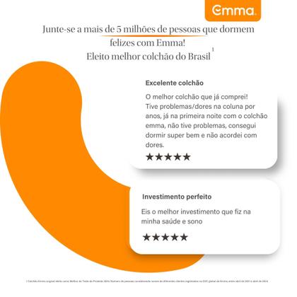 Imagem de Colchão Casal Emma One Light 138x188cm, Colchão de Espuma com 2 Camadas, Firmeza Ideal, Suporte Corporal, Conforto e Frescor, 100 Noites de Teste