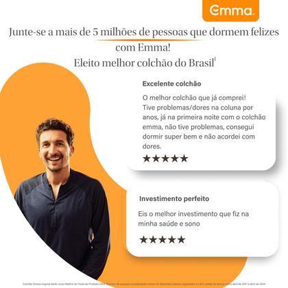 Imagem de Colchão Casal Emma Premium Hybrid 2.0 (138cmx188cm) - Espuma + Molas Ensacadas, 7 Zonas de Suporte, Conforto e Frescor