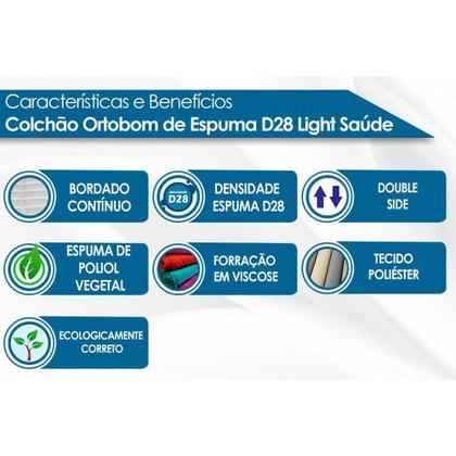 Imagem de Colchão Casal Espuma D28 Light Saúde (138x188x14) - Ortobom