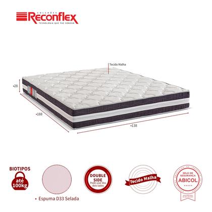 Imagem de Colchão Casal Espuma D33 Reconflex Max Saúde Premium Selado Malha Double Side ate 100kg 188x138x28