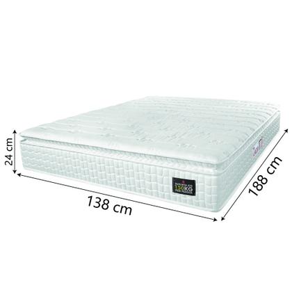 Imagem de Colchão Casal Espuma D45 Lazio Pillow Top 138x188x24cm Branco Hellen - Suporta Até 150 Kg Por Pessoa