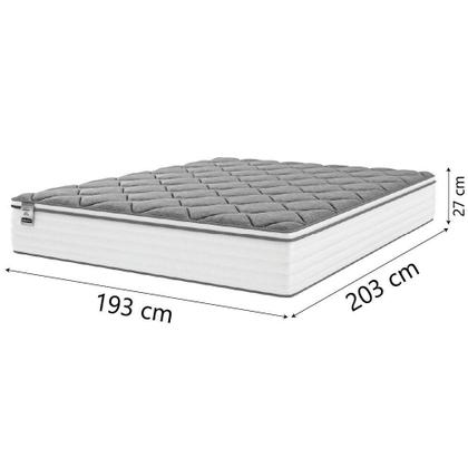 Imagem de Colchão Casal King Molas Com Pillow Max Force 193x203x27cm Branco cinza Inducol Suporta Até 200 Kg