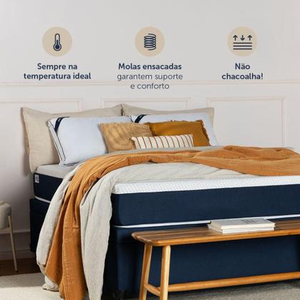 Imagem de Colchão Casal Mola Ensacada Guldi Firme (25x138x188) Azul e Branco