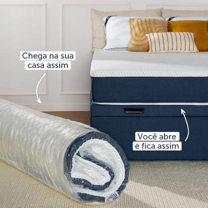Imagem de Colchão Casal Mola Ensacada Guldi Firme (25x138x188) Azul e Branco