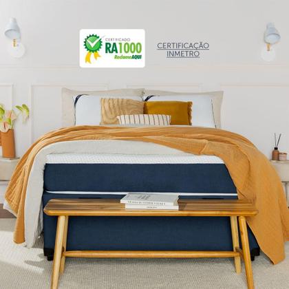 Imagem de Colchão Casal Mola Ensacada Guldi Macio (25x138x188) Azul e Branco