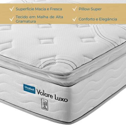 Imagem de Colchão Casal Mola Probel Volare Luxo (138x188x33cm) Branco
