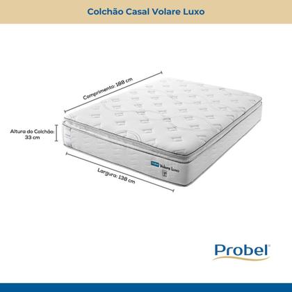 Imagem de Colchão Casal Mola Probel Volare Luxo (138x188x33cm) Branco