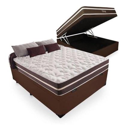 Imagem de Colchão Casal Molas - Anjos - Classic Superlastic 138cm + Cama Box Com Baú Suede Marrom