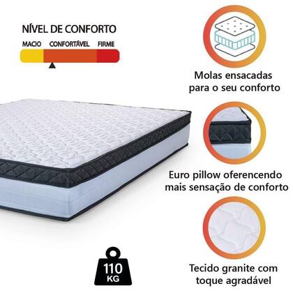 Imagem de Colchão Casal Molas Ensacadas Dunas Hellen Branco/pre