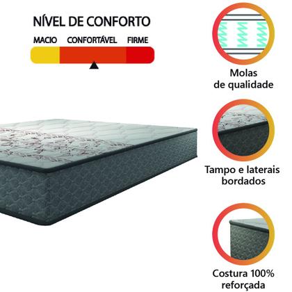 Imagem de Colchão Casal Molas Gazin Flora Cinza/Branco 138x188x22cm - Suporta Até 110 Kg Por Pessoa