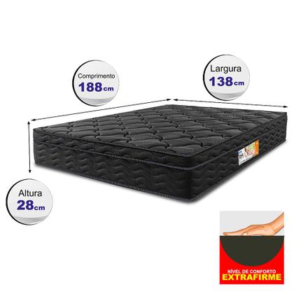 Imagem de Colchão Casal Ortopédico Black 138x188x28 One Face Espuma D33 Preto
