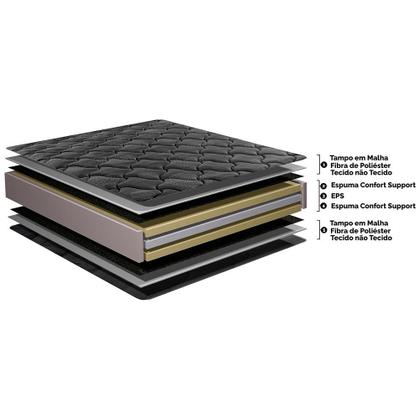 Imagem de Colchão Casal Ortopédico Black 138x188x28 One Face Espuma D33 Preto