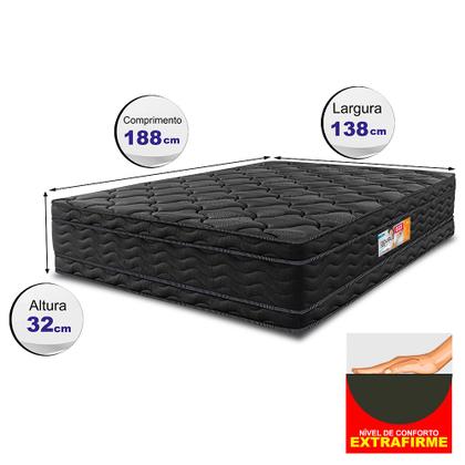 Imagem de Colchão Casal Ortopédico Black 138x188x32 Double Face Espuma D33 Preto