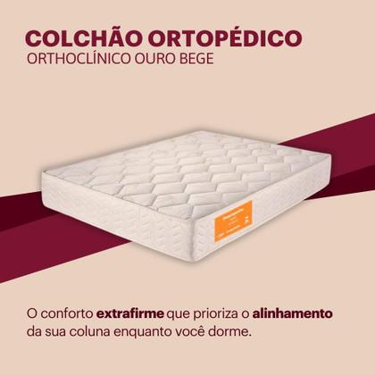 Imagem de Colchão Casal Ortopédico Madeira Espuma Ouro Bege Orthocrin Extra Firme 138x188x24 Alto Suporte