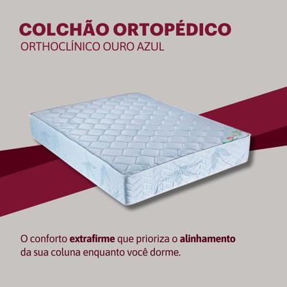 Imagem de Colchão Casal Ortopédico Madeira Ouro Azul Orthocrin 138x188x24 Conforto Extra Firme Tecido Antialérgico