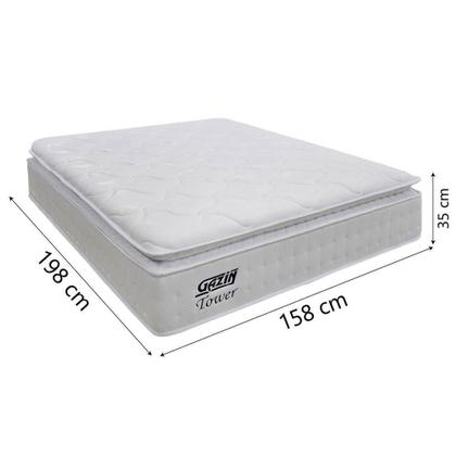 Imagem de Colchão Casal Queen Molas Ensacadas Gazin Com Pillow Tower New 158x198x35cm Branco Branco