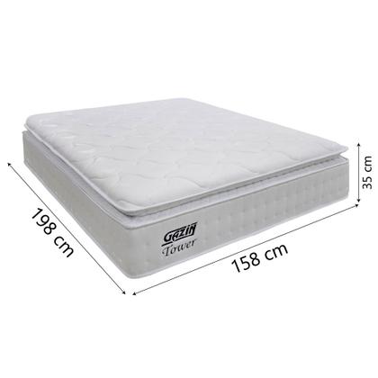 Imagem de Colchão Casal Queen Molas Ensacadas Gazin Com Pillow Tower New 158x198x35cm Branco