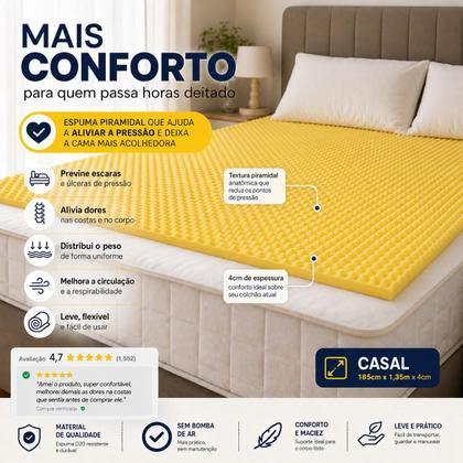 Imagem de Colchão Casca de Ovo Antiescaras Sankonfort YouBed Casal D20 185x135 cm Confortável Efeito Massageador