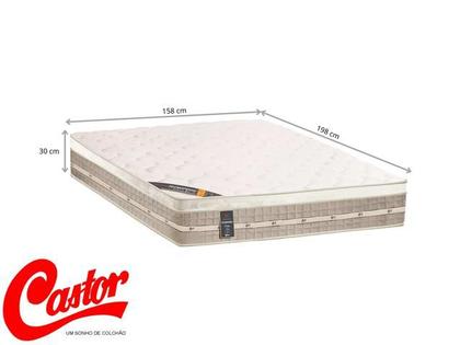 Imagem de Colchão Castor Queen Premium Tecnopedic 158x198x30 - Linha Alta c/ Pillow Top - Molas Firme