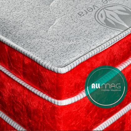 Imagem de Colchão Com Massageador Casal Completo + Base box + Cabeceira ALLMAG