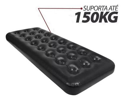 Imagem de Colchão De Ar Inflável Grande Solteiro Com Kit Reparo 150kg Preto Bel Deluxe Comfort Black Edition