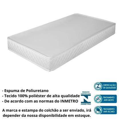 Imagem de Colchão De Berço Portatil Bebe 130x60 Espuma Baby Nacional Quarto Criança Crescer Poliéster Cama Moises