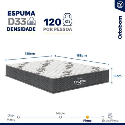 Imagem de Colchão de Espuma D33 One Face Ortobom Airtech 100 Casal 138 cm