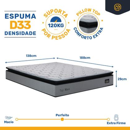 Imagem de Colchão de Espuma D33 Pillow Top Maxx Casal 138cm