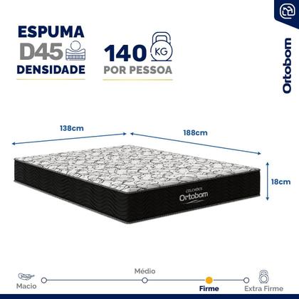 Imagem de Colchão de Espuma D45 One Face Ortobom Airtech 150 D45 Casal 138cm
