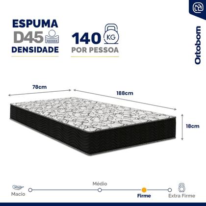 Imagem de Colchão de Espuma D45 One Face Ortobom Airtech 150 D45 Solteiro 78 cm