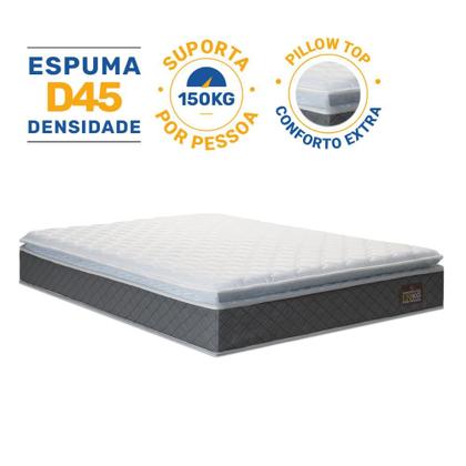 Colchão de Espuma D45 Pillow Top Fort Comfort Casal 138cm - Lucas Colchões Imagem de Colchão de Espuma D45 Pillow Top Fort Comfort Casal 138cm