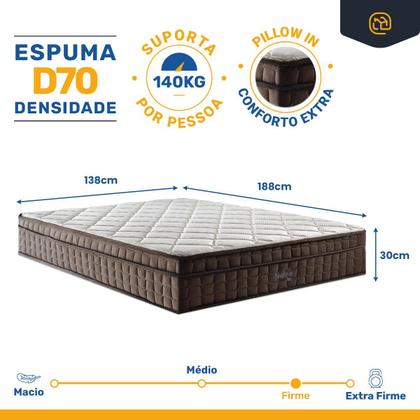 Imagem de Colchão de Espuma D70 Pillow In Ultra Dream Anjos Casal 138 cm