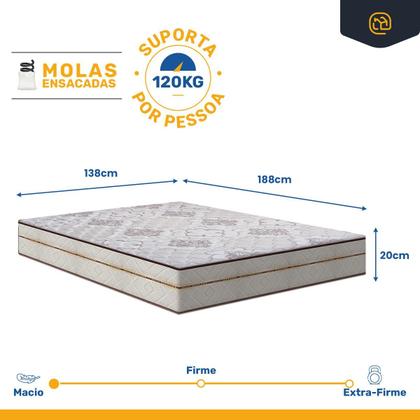 Imagem de Colchão de Molas Ensacadas One Face Luxury Casal 138cm