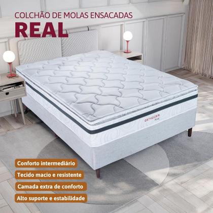 Imagem de Colchão de Molas Ensacadas Orthocrin Real Viúva Pillow Top Solteiro Plus Viúva 110x200x30 Alto Suporte