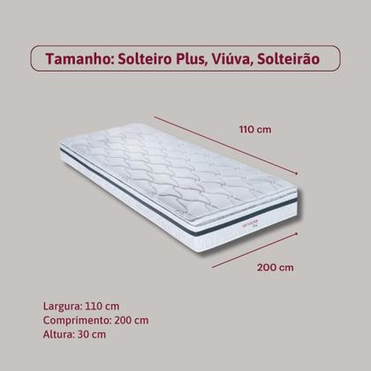 Imagem de Colchão de Molas Ensacadas Orthocrin Real Viúva Pillow Top Solteiro Plus Viúva 110x200x30 Alto Suporte