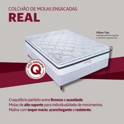 Imagem de Colchão de Molas Ensacadas Orthocrin Real Viúva Pillow Top Solteiro Plus Viúva 110x200x30 Alto Suporte