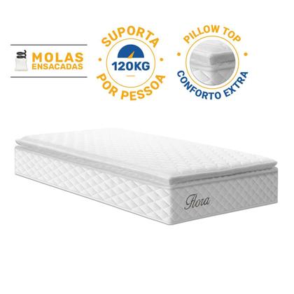 Imagem de Colchão de Molas Ensacadas Pillow Top Flora Solteiro 88cm