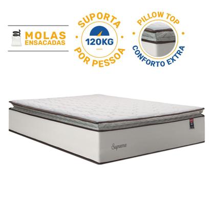Imagem de Colchão de Molas Ensacadas Pillow Top Supreme Lux Queen 158 cm