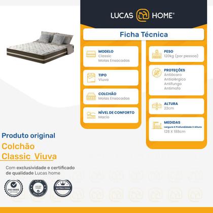 Imagem de Colchão de Viúva Classic Molas Ensacadas 128x188x22cm