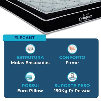 Imagem de Colchão Elegant Molas Ensacadas Casal Ortobom 138x188x28