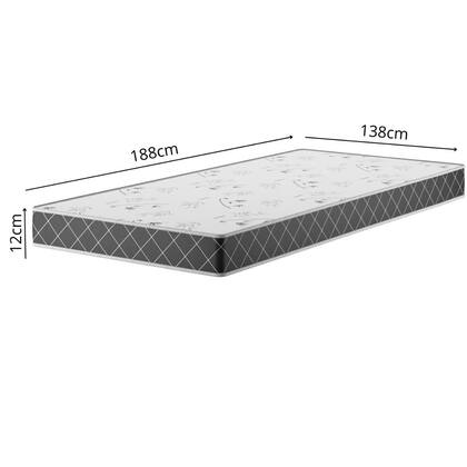 Imagem de Colchão Espuma D20 Casal 12cm 1,88m 1,38m Double Face Fusion Xadrez Preto - Casa Giulia